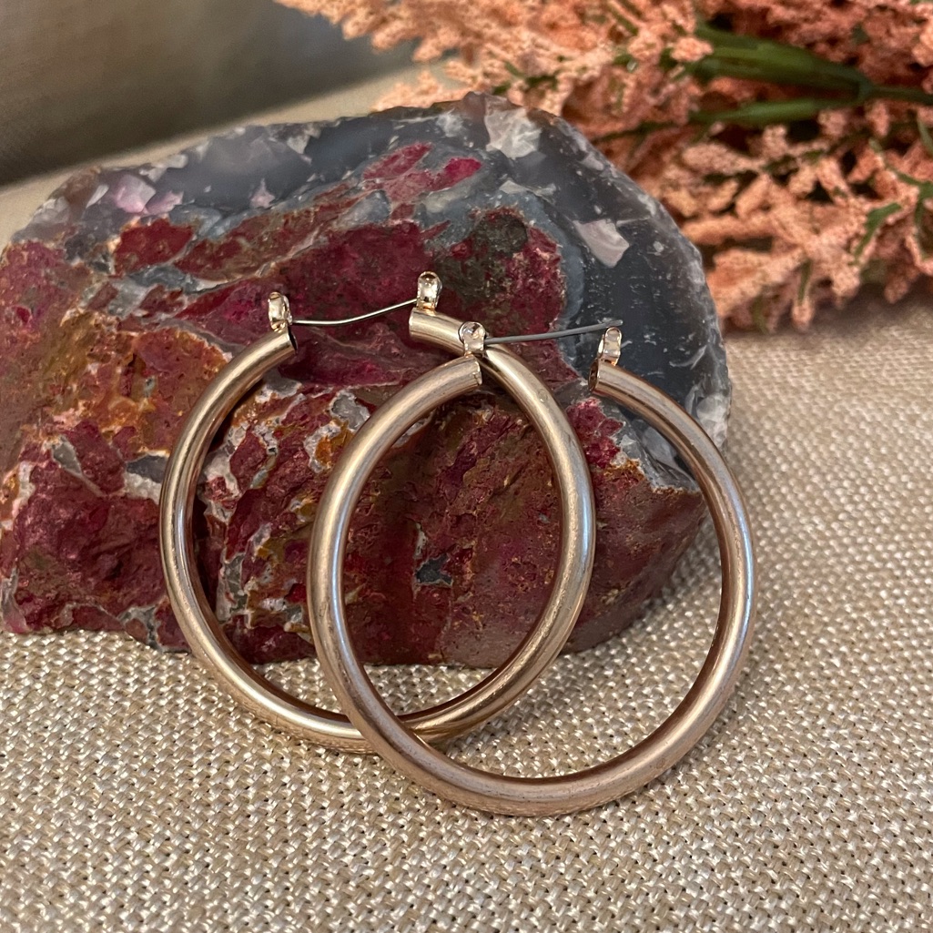 Rose Gold Tube Hoop Earrings Nwt 11$
